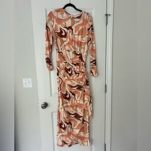 ASOS Design Elegant Multicolor Swirl Long Sleeve Maxi Dress